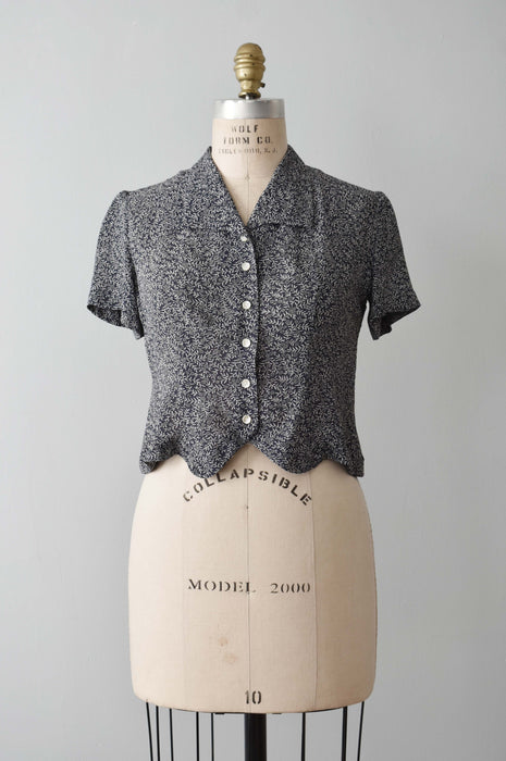 vintage cropped botanical blouse (s)