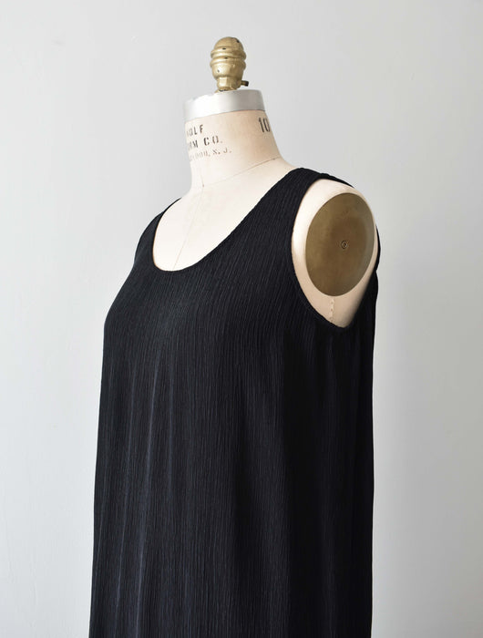 vintage black silk tank dress (m)