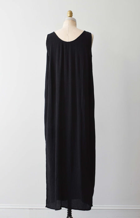 vintage black silk tank dress (m)
