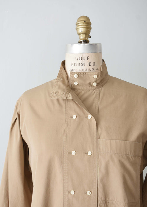 vintage beige double button shirt (m)