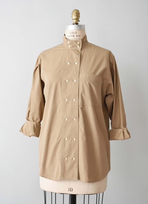 vintage beige double button shirt (m)