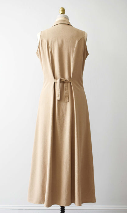 vintage beige raw silk dress (m)