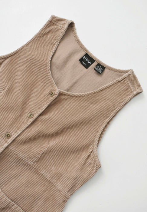 vintage sleeveless corduroy duster (s)