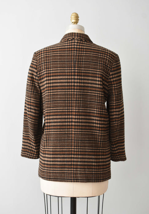 vintage brown plaid blazer (s)