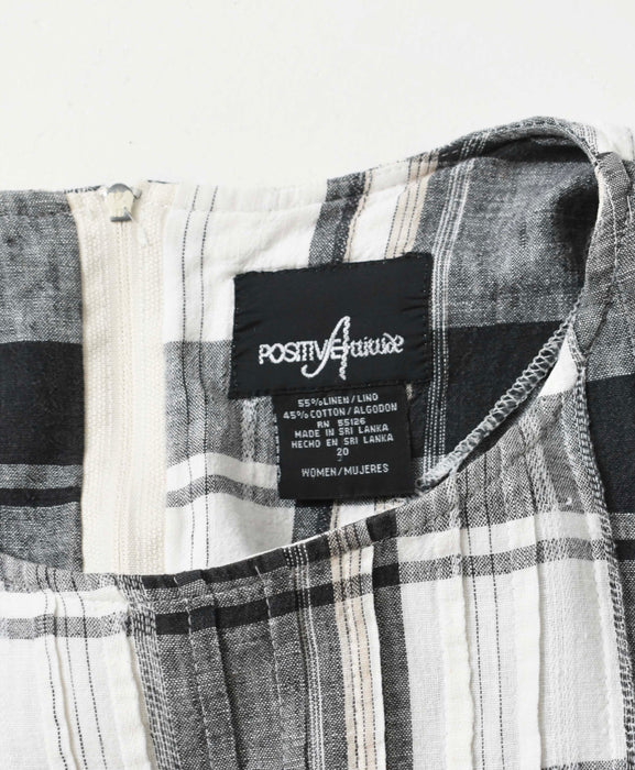 vintage plaid linen gauze dress (xl)