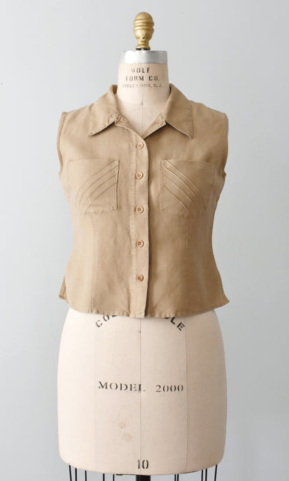 vintage cropped sleeveless blouse (s)