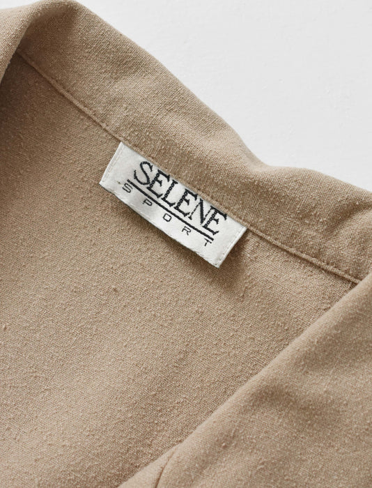 vintage beige raw silk dress (m)