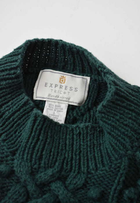 vintage forest hand knit cotton sweater (m/l)
