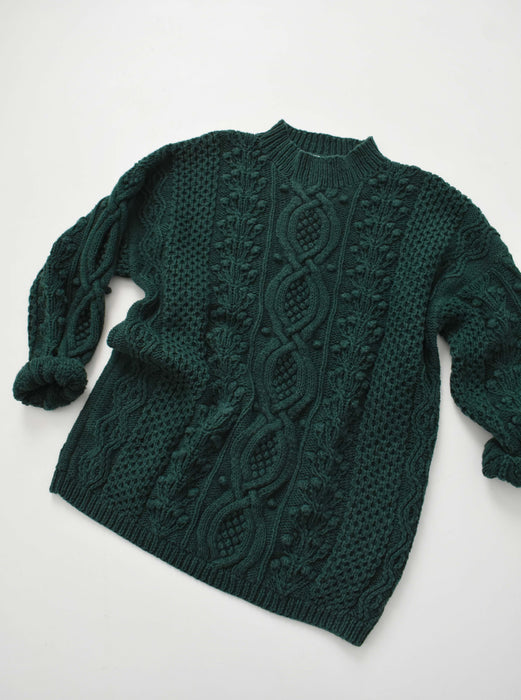vintage forest hand knit cotton sweater (m/l)