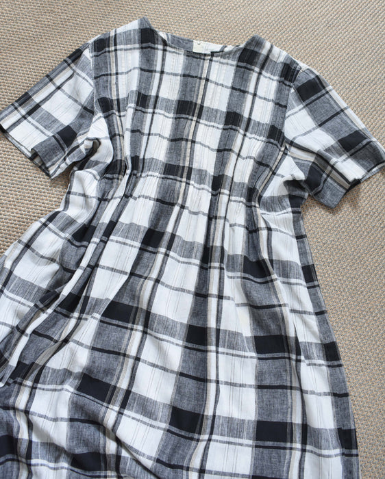 vintage plaid linen gauze dress (xl)