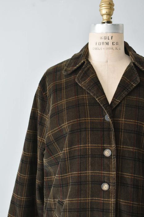 vintage plaid corduroy jacket (m)