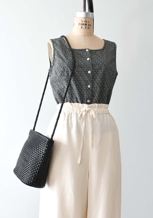 vintage woven black leather purse