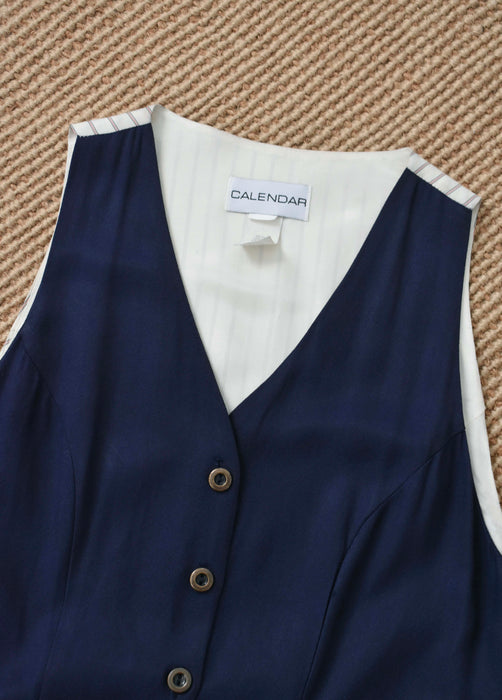 vintage navy blue vest dress (s)