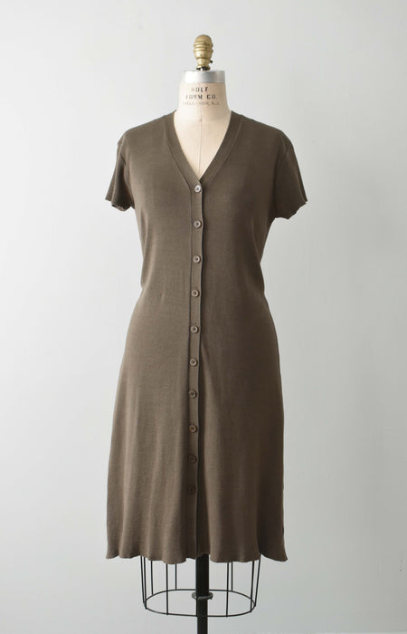 vintage taupe knit cardigan dress (s/m)