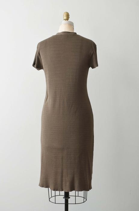 vintage taupe knit cardigan dress (s/m)