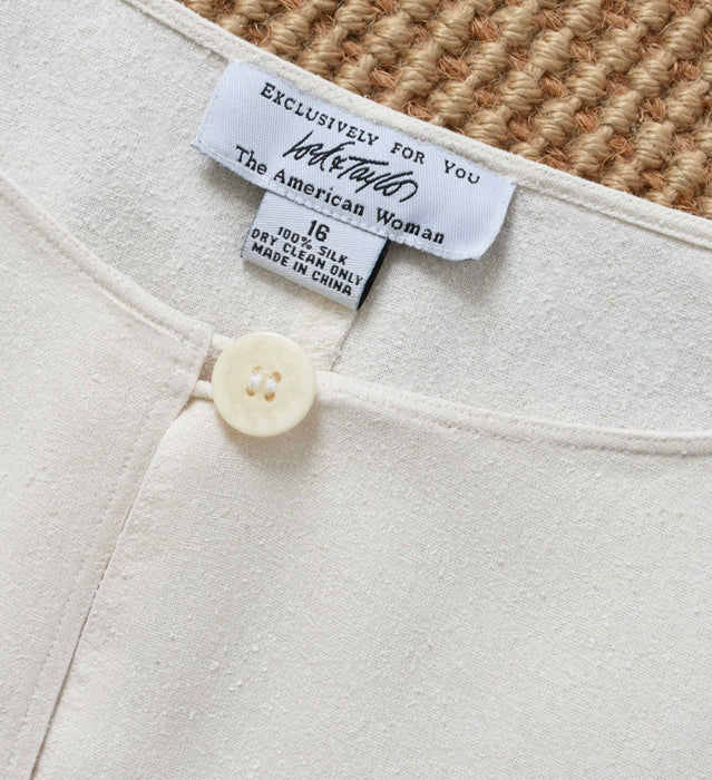 vintage cream raw silk pullover (l/xl)