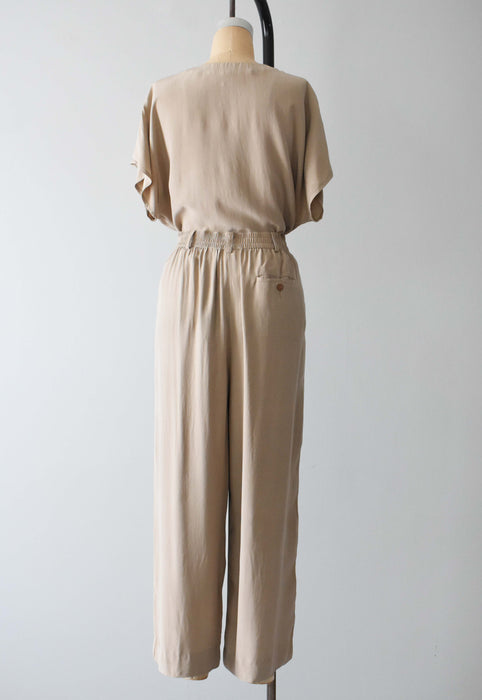vintage silk two piece trouser set (l)