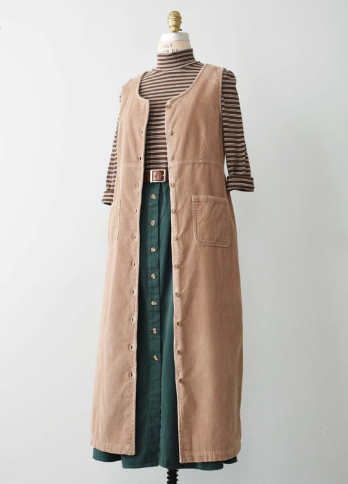 vintage sleeveless corduroy duster (s)