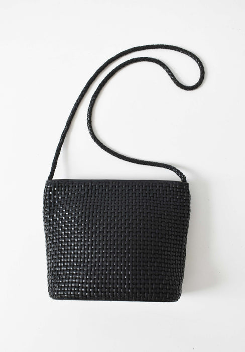 vintage woven black leather purse