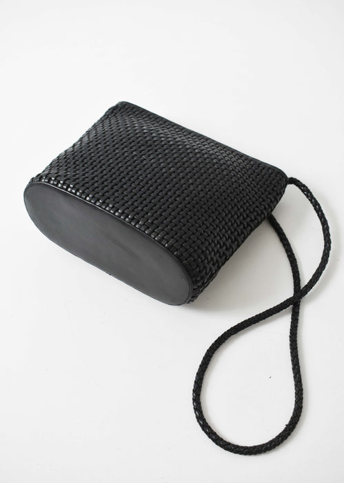 vintage woven black leather purse