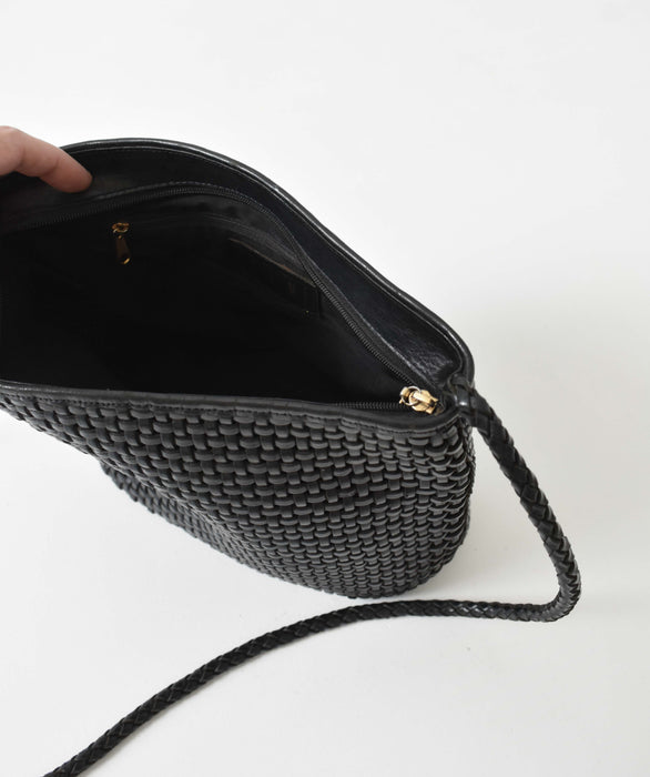 vintage woven black leather purse