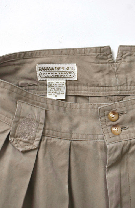 vintage beige pleated cotton skirt (m)
