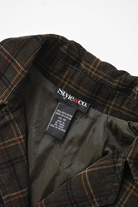 vintage plaid corduroy jacket (m)