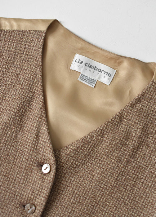 vintage beige tweed vest (s)