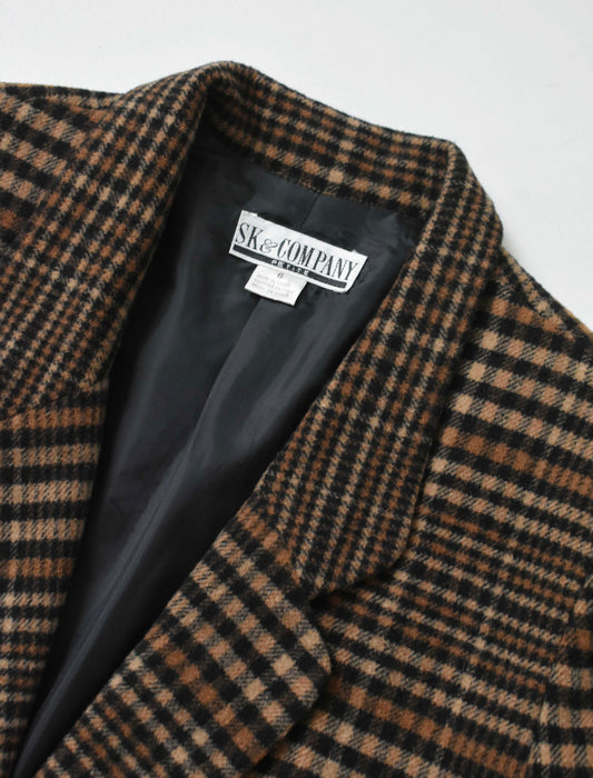 vintage brown plaid blazer (s)