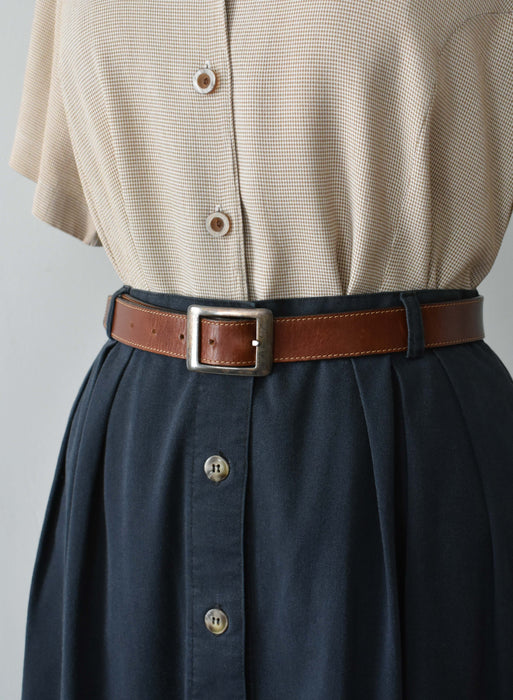 vintage cedar brown leather belt (m/l)