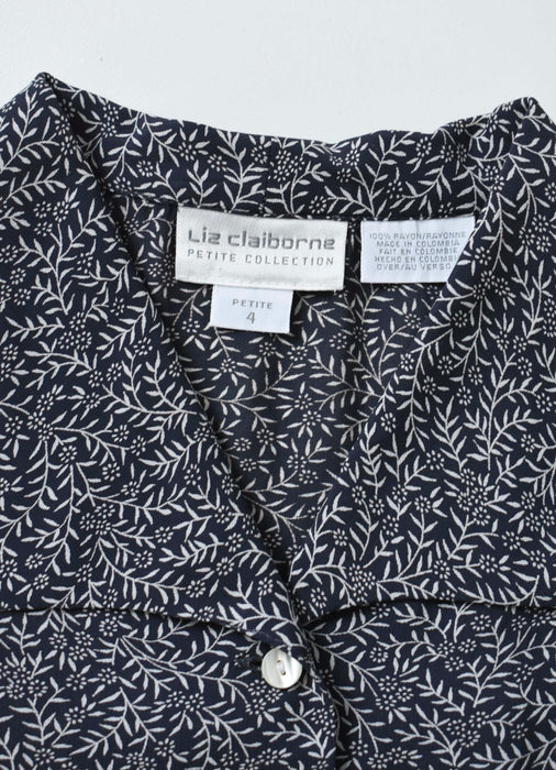 vintage cropped botanical blouse (s)