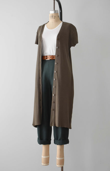 vintage taupe knit cardigan dress (s/m)