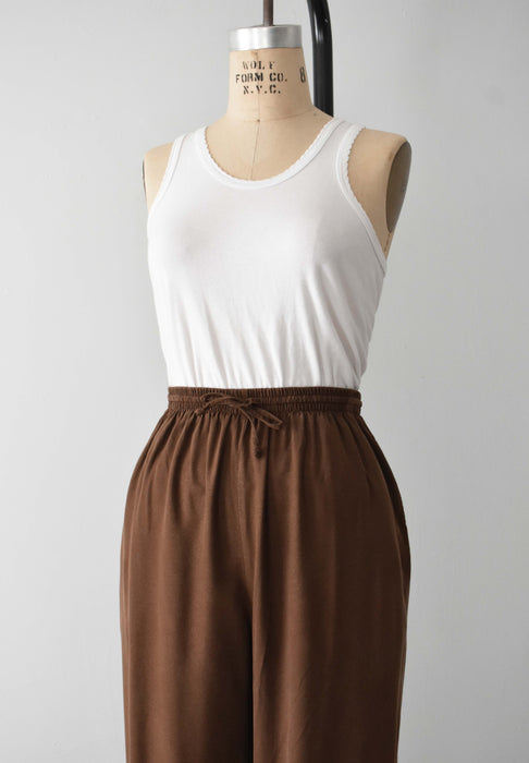 vintage cocoa raw silk pants (m/l)