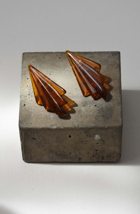 vintage tortoise fan earrings