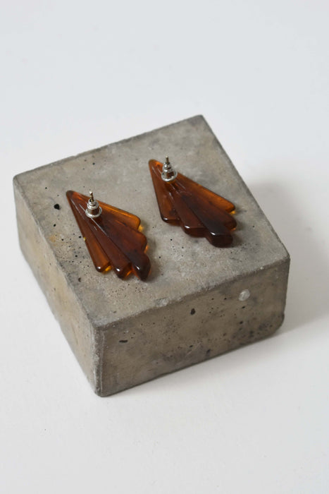 vintage tortoise fan earrings