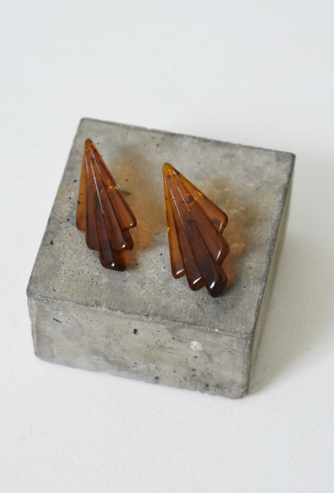 vintage tortoise fan earrings