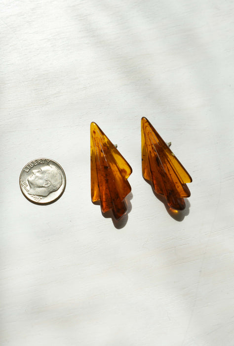 vintage tortoise fan earrings