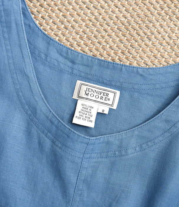 vintage lake blue linen dress (m)