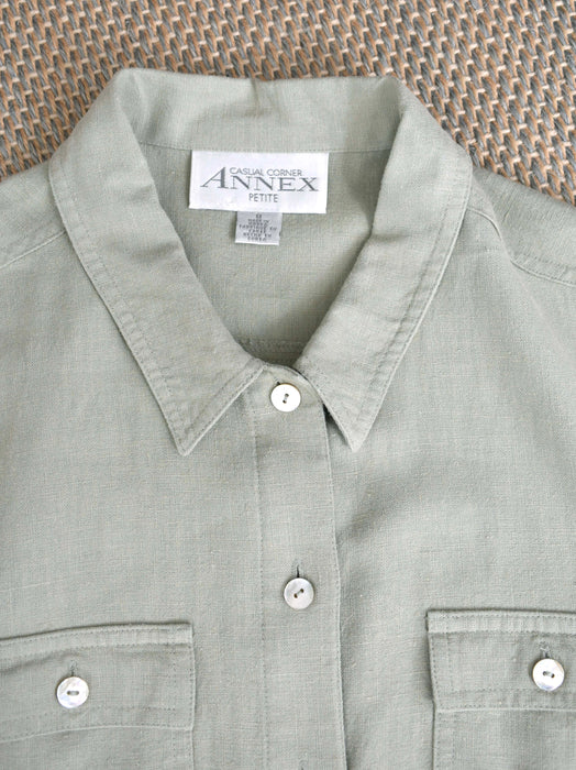vintage celadon linen dress (s)