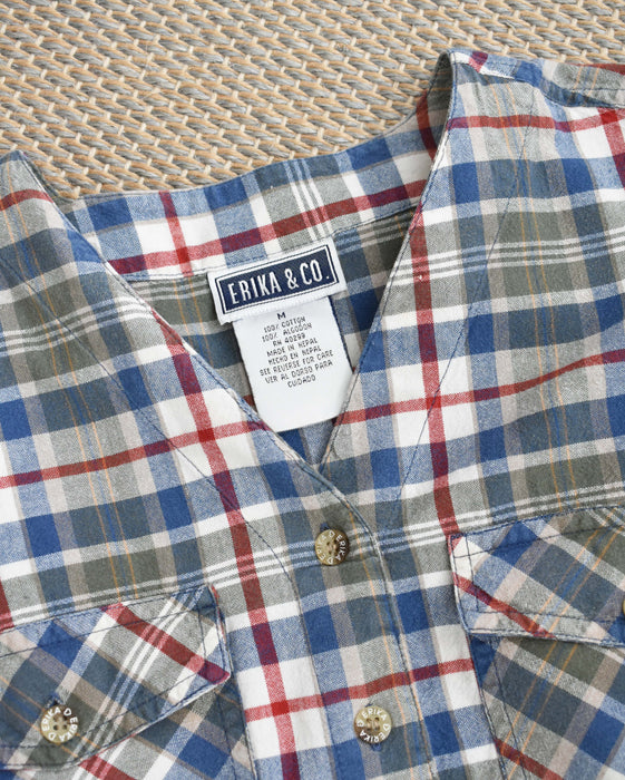 vintage cropped plaid button up (s)