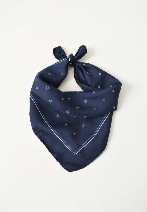 vintage navy blue silk scarf