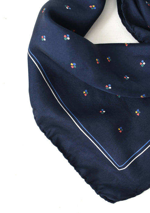 vintage navy blue silk scarf