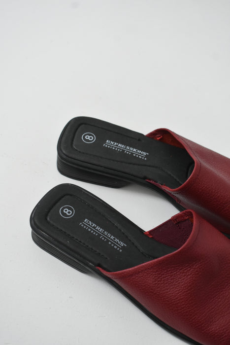 vintage cranberry leather slides (8)
