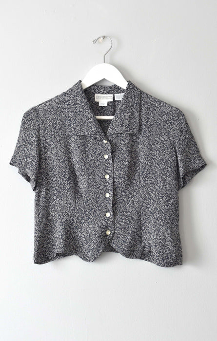 vintage cropped botanical blouse (s)