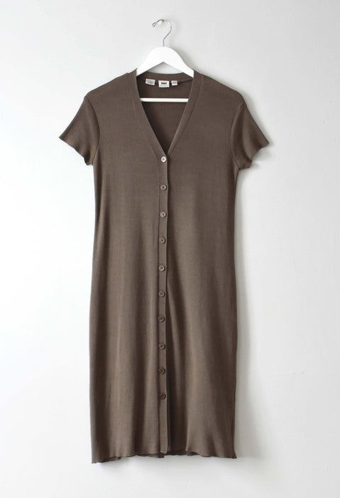 vintage taupe knit cardigan dress (s/m)