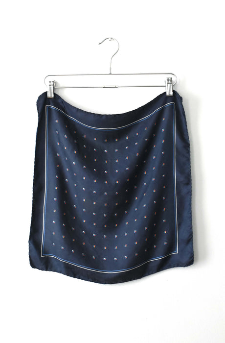vintage navy blue silk scarf