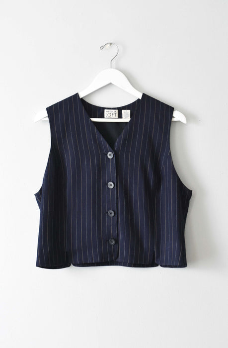 vintage pinstripe cropped vest (m)