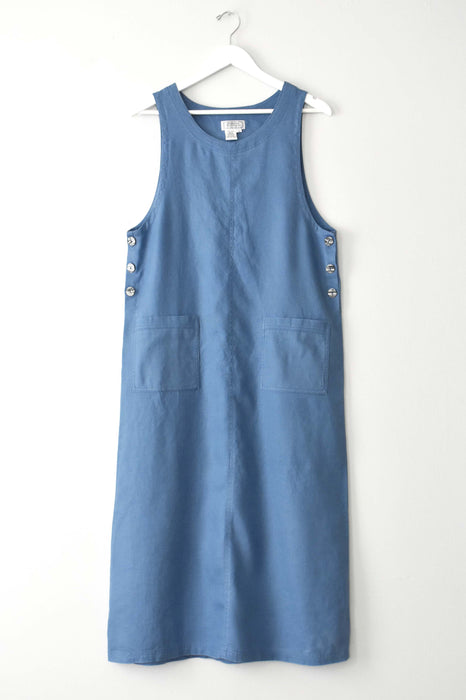 vintage lake blue linen dress (m)