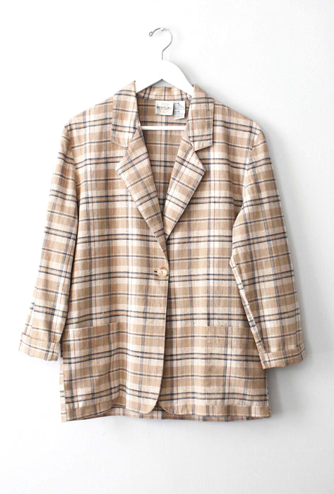 vintage plaid linen jacket (m)