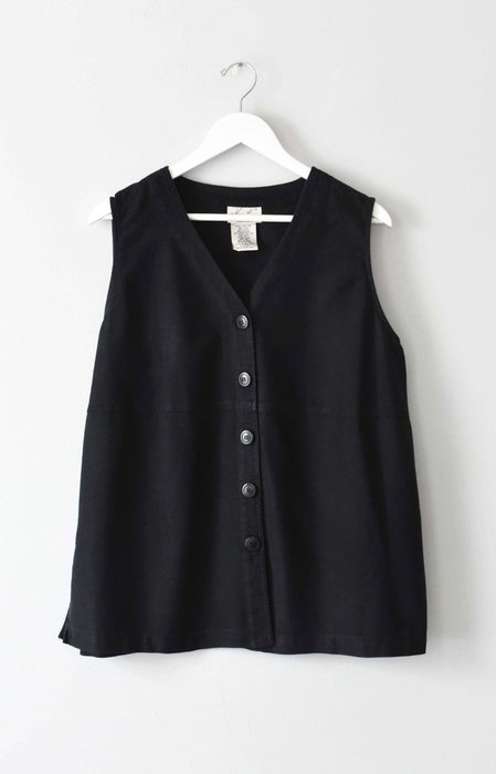 vintage sleeveless black linen top (xl)